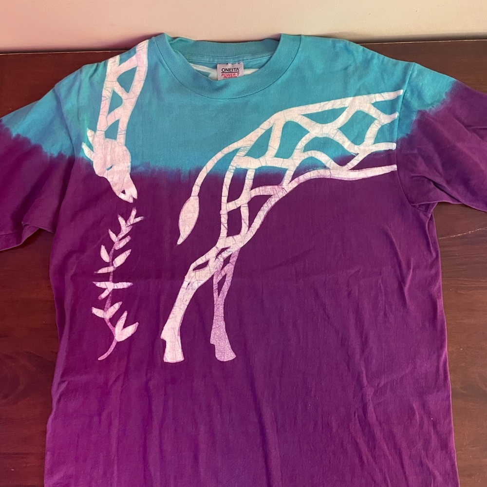 Vintage Tie Dye Cascade Batik Giraffe T-Shirt WITH TAGS